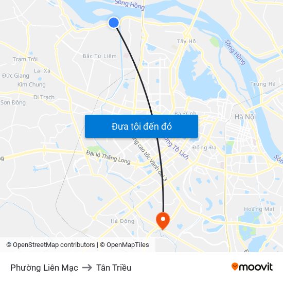 Phường Liên Mạc to Tân Triều map