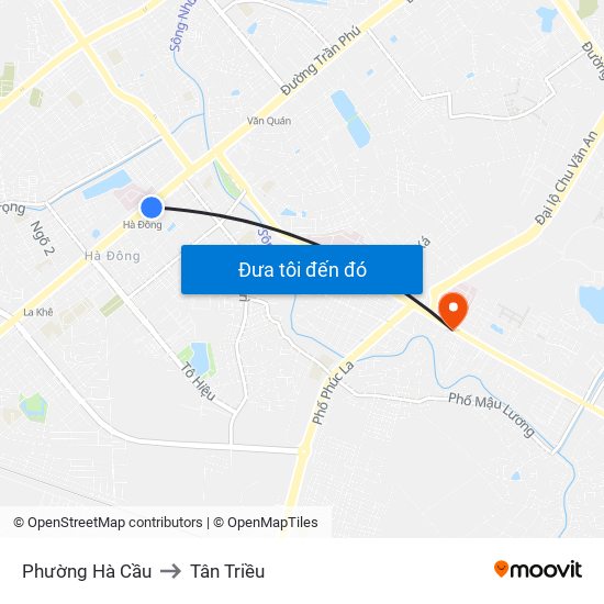 Phường Hà Cầu to Tân Triều map