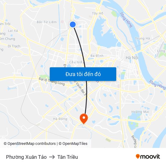 Phường Xuân Tảo to Tân Triều map