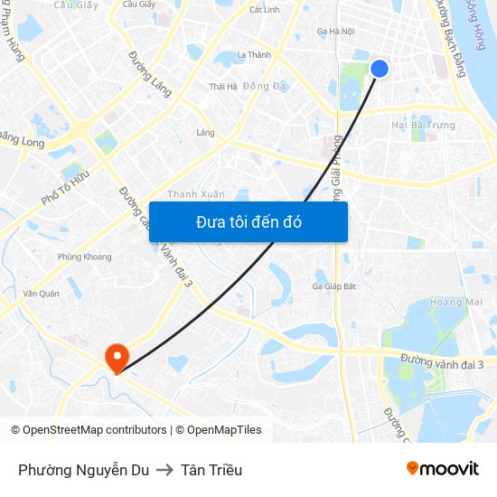 Phường Nguyễn Du to Tân Triều map