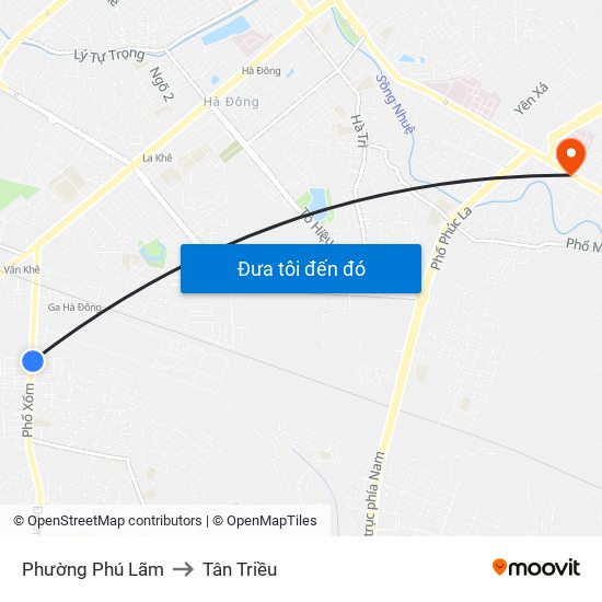 Phường Phú Lãm to Tân Triều map