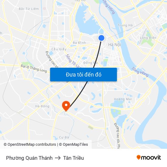 Phường Quán Thánh to Tân Triều map