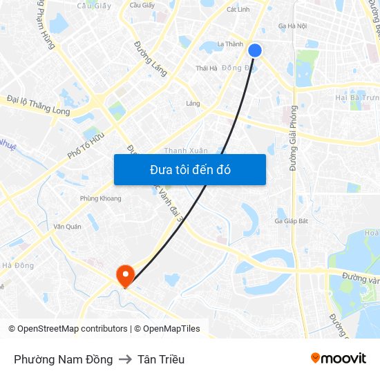 Phường Nam Đồng to Tân Triều map