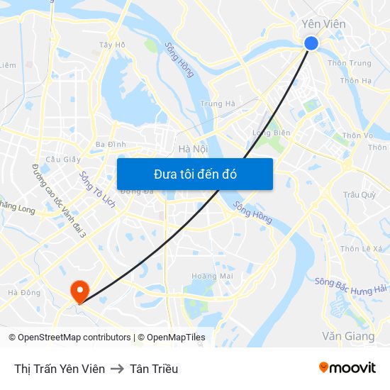 Thị Trấn Yên Viên to Tân Triều map