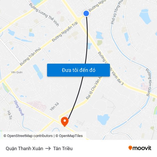 Quận Thanh Xuân to Tân Triều map