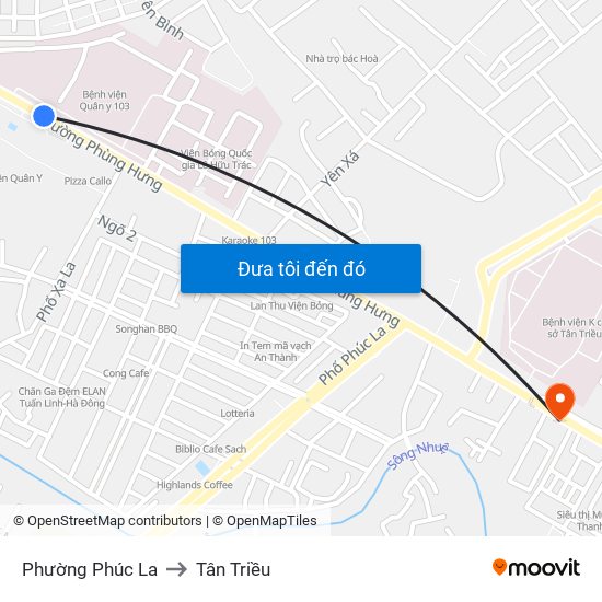 Phường Phúc La to Tân Triều map