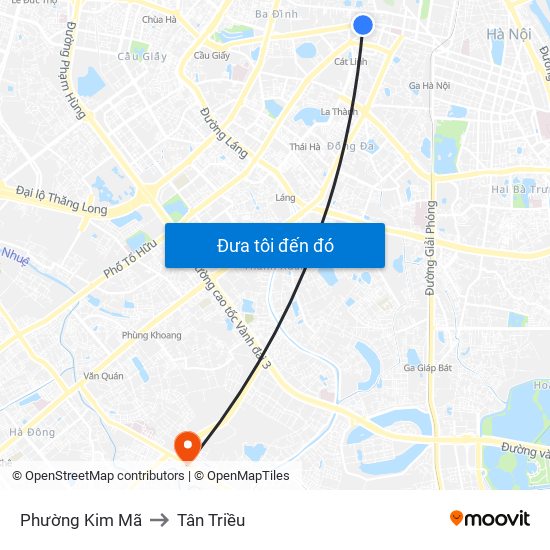 Phường Kim Mã to Tân Triều map