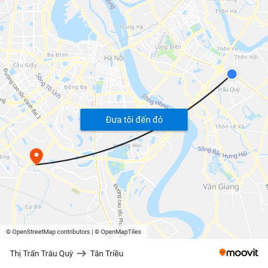 Thị Trấn Trâu Quỳ to Tân Triều map