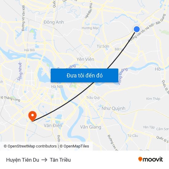 Huyện Tiên Du to Tân Triều map