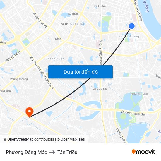 Phường Đống Mác to Tân Triều map