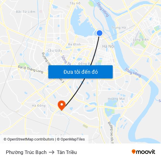 Phường Trúc Bạch to Tân Triều map