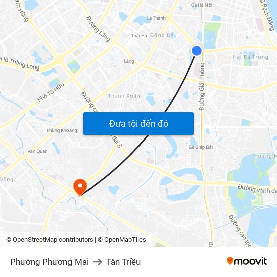 Phường Phương Mai to Tân Triều map