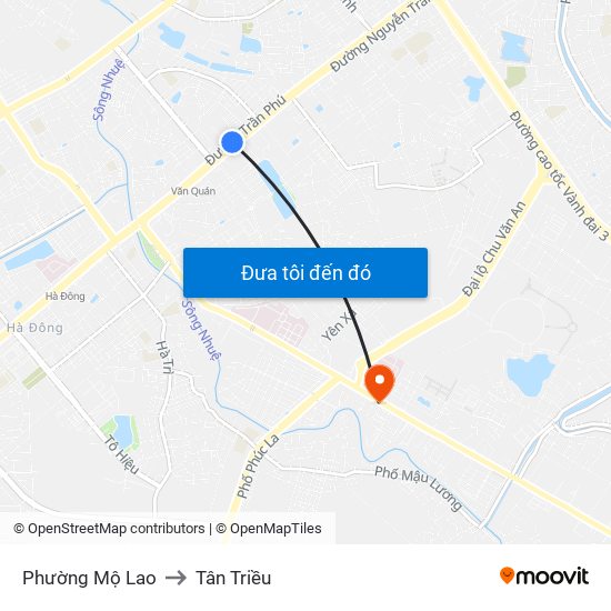 Phường Mộ Lao to Tân Triều map