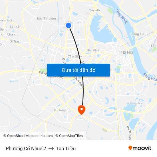 Phường Cổ Nhuế 2 to Tân Triều map