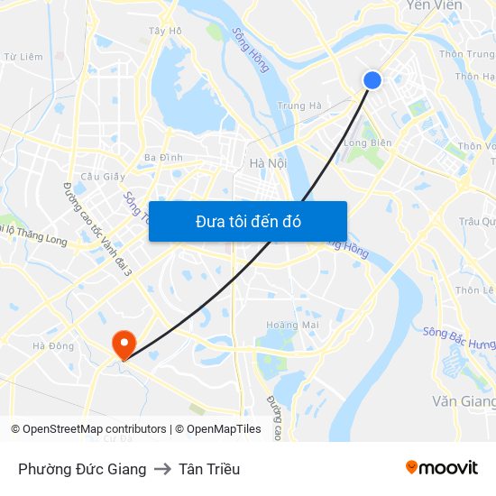 Phường Đức Giang to Tân Triều map