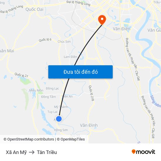 Xã An Mỹ to Tân Triều map