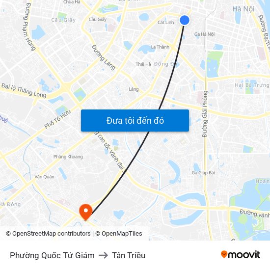 Phường Quốc Tử Giám to Tân Triều map