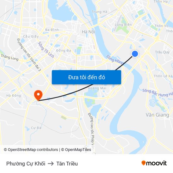 Phường Cự Khối to Tân Triều map