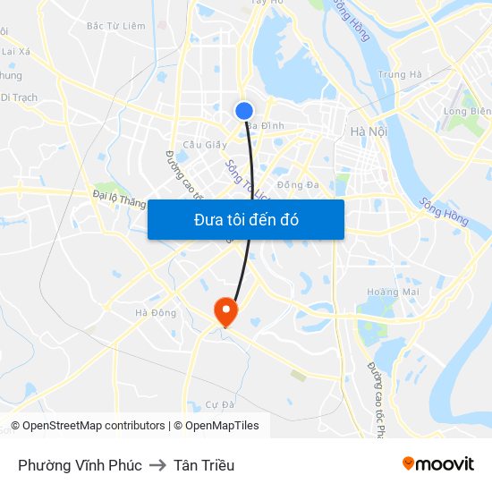 Phường Vĩnh Phúc to Tân Triều map