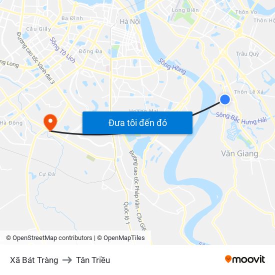 Xã Bát Tràng to Tân Triều map