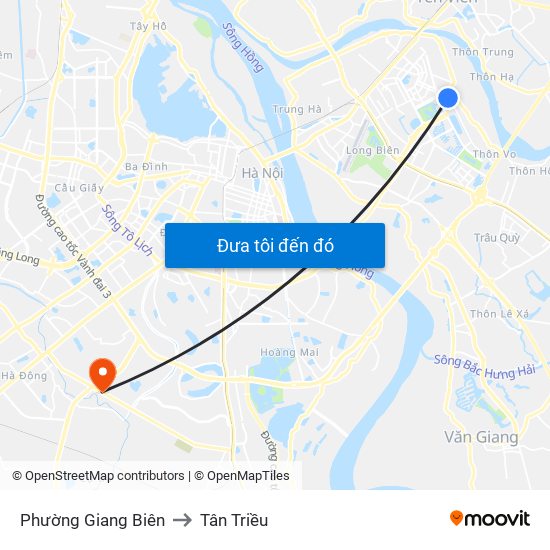 Phường Giang Biên to Tân Triều map