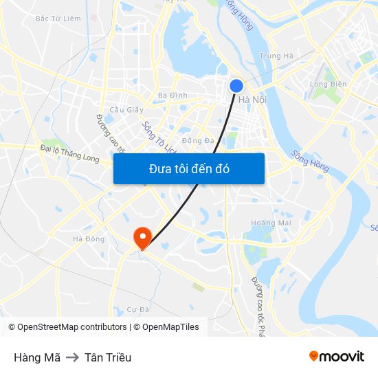 Hàng Mã to Tân Triều map