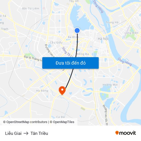 Liễu Giai to Tân Triều map