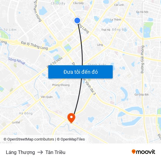 Láng Thượng to Tân Triều map