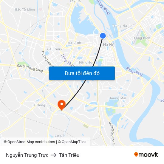 Nguyễn Trung Trực to Tân Triều map