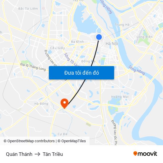 Quán Thánh to Tân Triều map