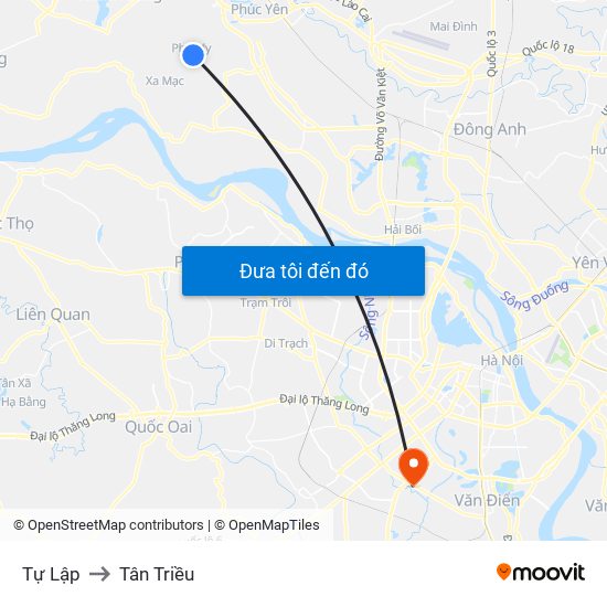 Tự Lập to Tân Triều map