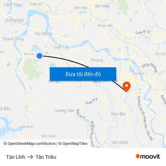 Tản Lĩnh to Tân Triều map