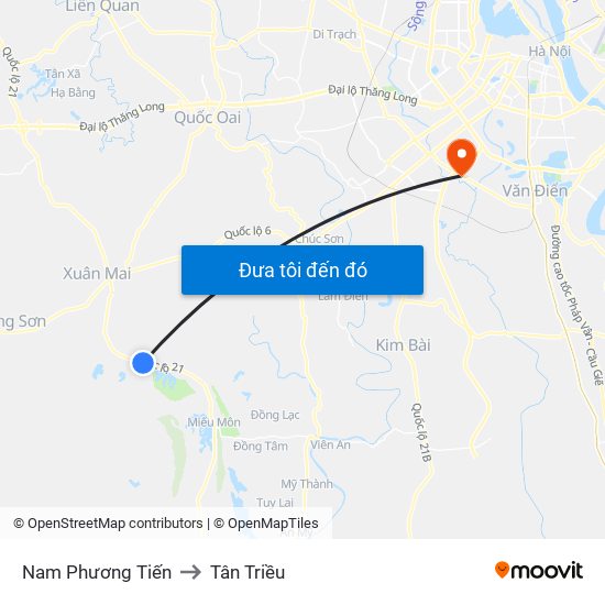 Nam Phương Tiến to Tân Triều map