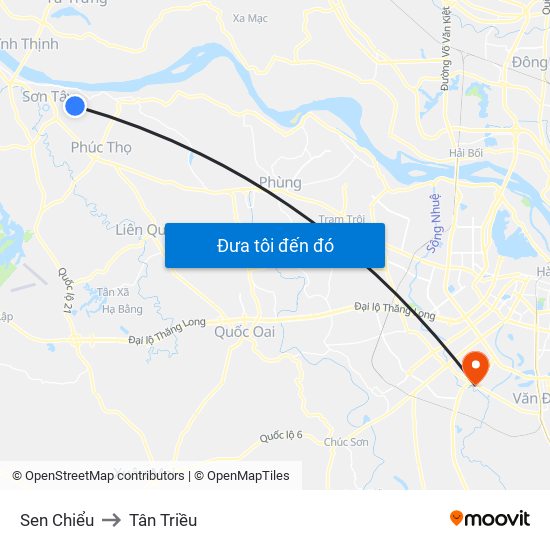 Sen Chiểu to Tân Triều map