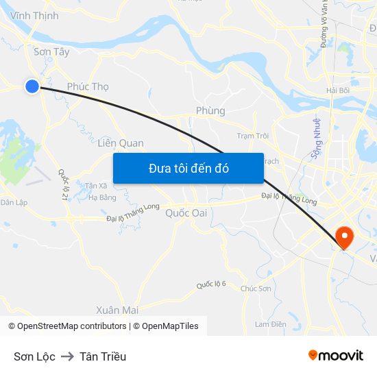 Sơn Lộc to Tân Triều map