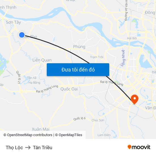 Thọ Lộc to Tân Triều map