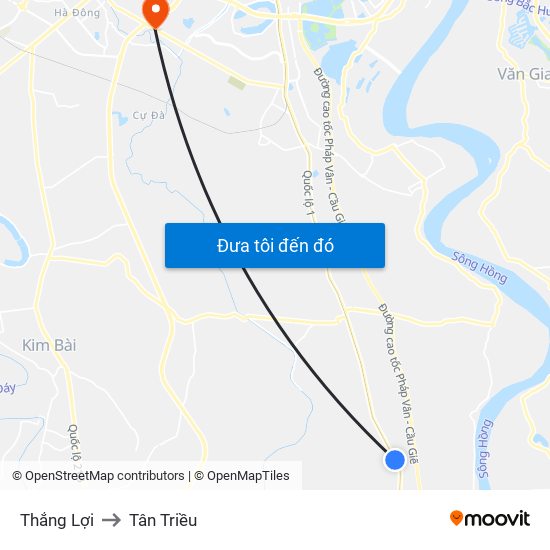 Thắng Lợi to Tân Triều map