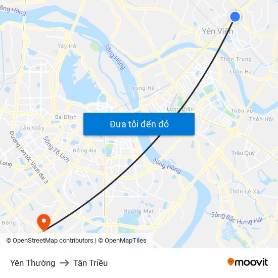 Yên Thường to Tân Triều map