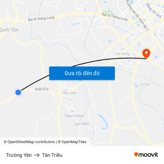 Trường Yên to Tân Triều map