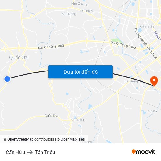 Cấn Hữu to Tân Triều map