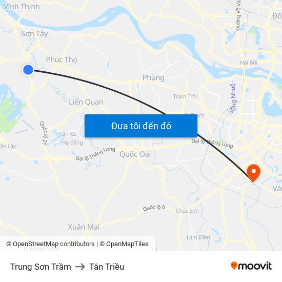 Trung Sơn Trầm to Tân Triều map