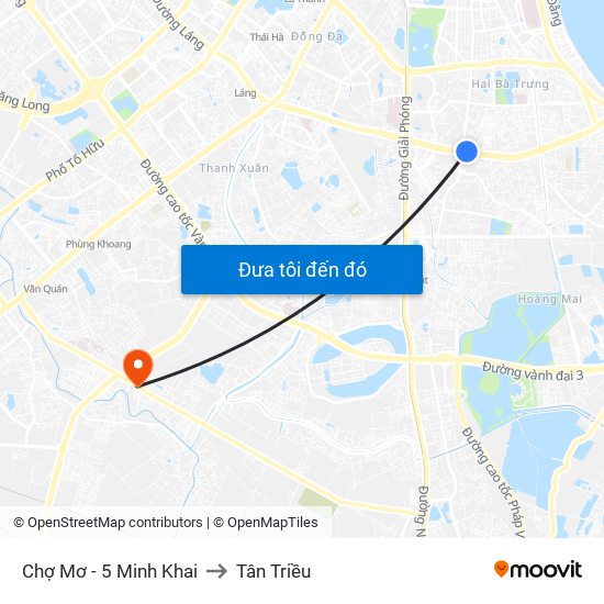Chợ Mơ - 5 Minh Khai to Tân Triều map