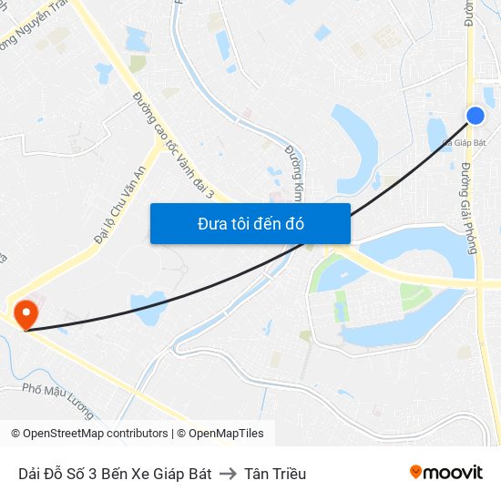 Dải Đỗ Số 3 Bến Xe Giáp Bát to Tân Triều map