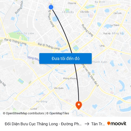 Đối Diện Bưu Cục Thăng Long - Đường Phạm Hùng to Tân Triều map