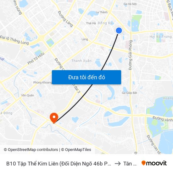 B10 Tập Thể Kim Liên (Đối Diện Ngõ 46b Phạm Ngọc Thạch) to Tân Triều map