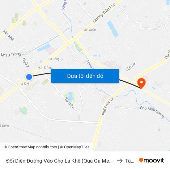Đối Diện Đường Vào Chợ La Khê (Qua Ga Metro La Khê) - 405 Quang Trung (Hà Đông) to Tân Triều map