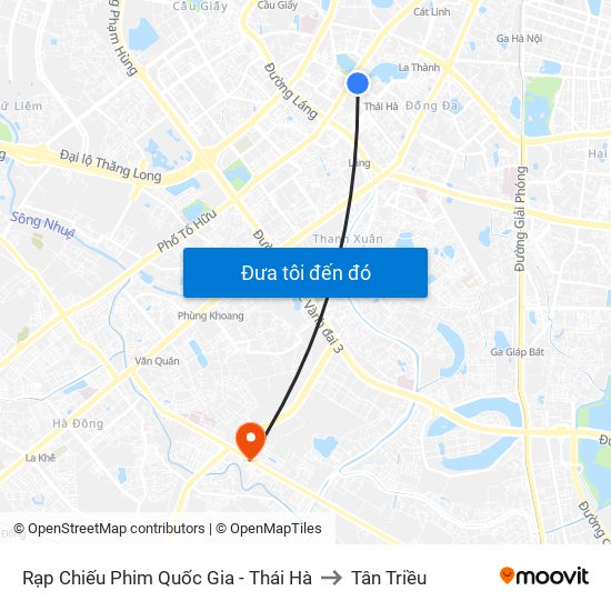 Rạp Chiếu Phim Quốc Gia - Thái Hà to Tân Triều map