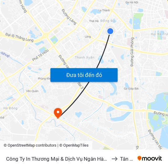 Công Ty In Thương Mại & Dịch Vụ Ngân Hàng - Số 10 Chùa Bộc to Tân Triều map