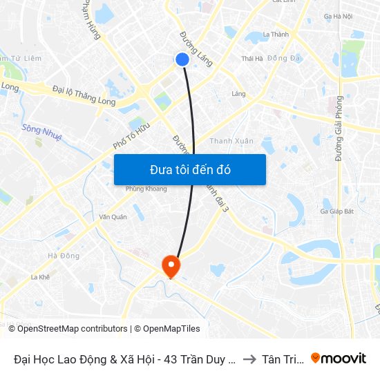 Đại Học Lao Động & Xã Hội - 43 Trần Duy Hưng to Tân Triều map