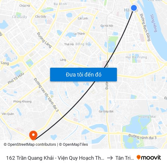 162 Trần Quang Khải - Viện Quy Hoạch Thủy Lợi to Tân Triều map